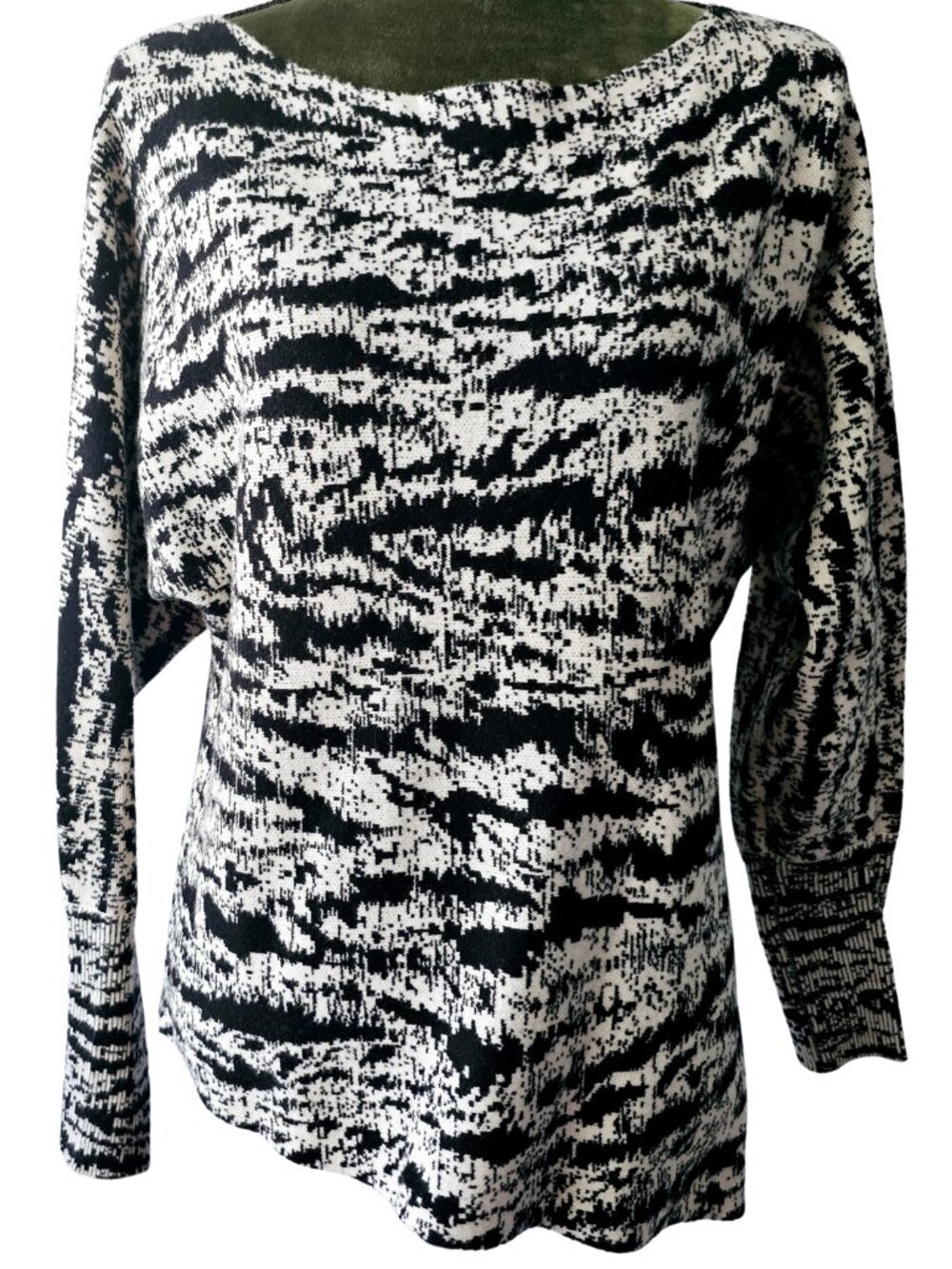 ✨Like New✨ Express Assymetrical Black and White Striped Sweater, Size XS